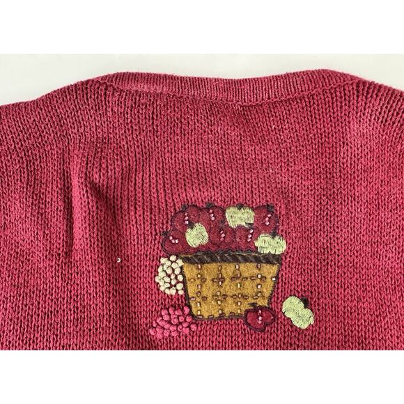 VTG Bobbie Brooks Plus Size Embroidered Knit Sweater Vest 28W Birds Teacher Fall - Picture 7 of 9